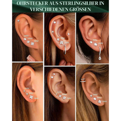 Silber Ohrstecker Set Damen 925 mit Zirkonia