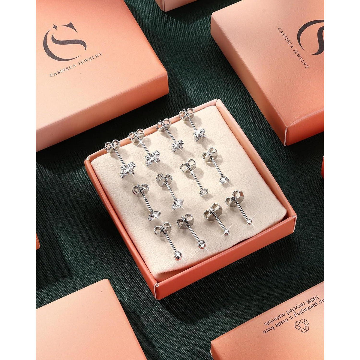 Silber Ohrstecker Set Damen 925 mit Zirkonia
