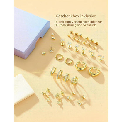 13 Paar Ohrringe Set Damen | Helix Piercings Gold Silber