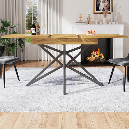 Ausziehbarer Esstisch Sternförmig Schwarz-Walnuss 120-160x80 cm