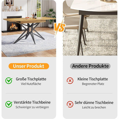 Ausziehbarer Esstisch Sternförmig Schwarz-Walnuss 120-160x80 cm