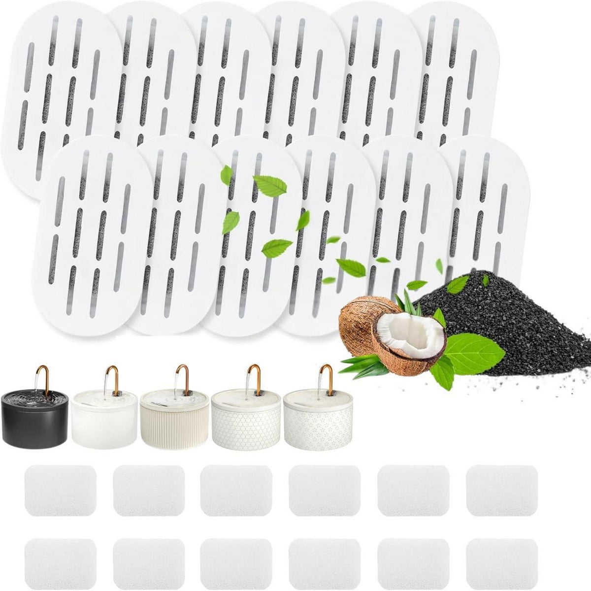 Katzenbrunnen Filter Set – 12 Kohle & 12 Schwämme