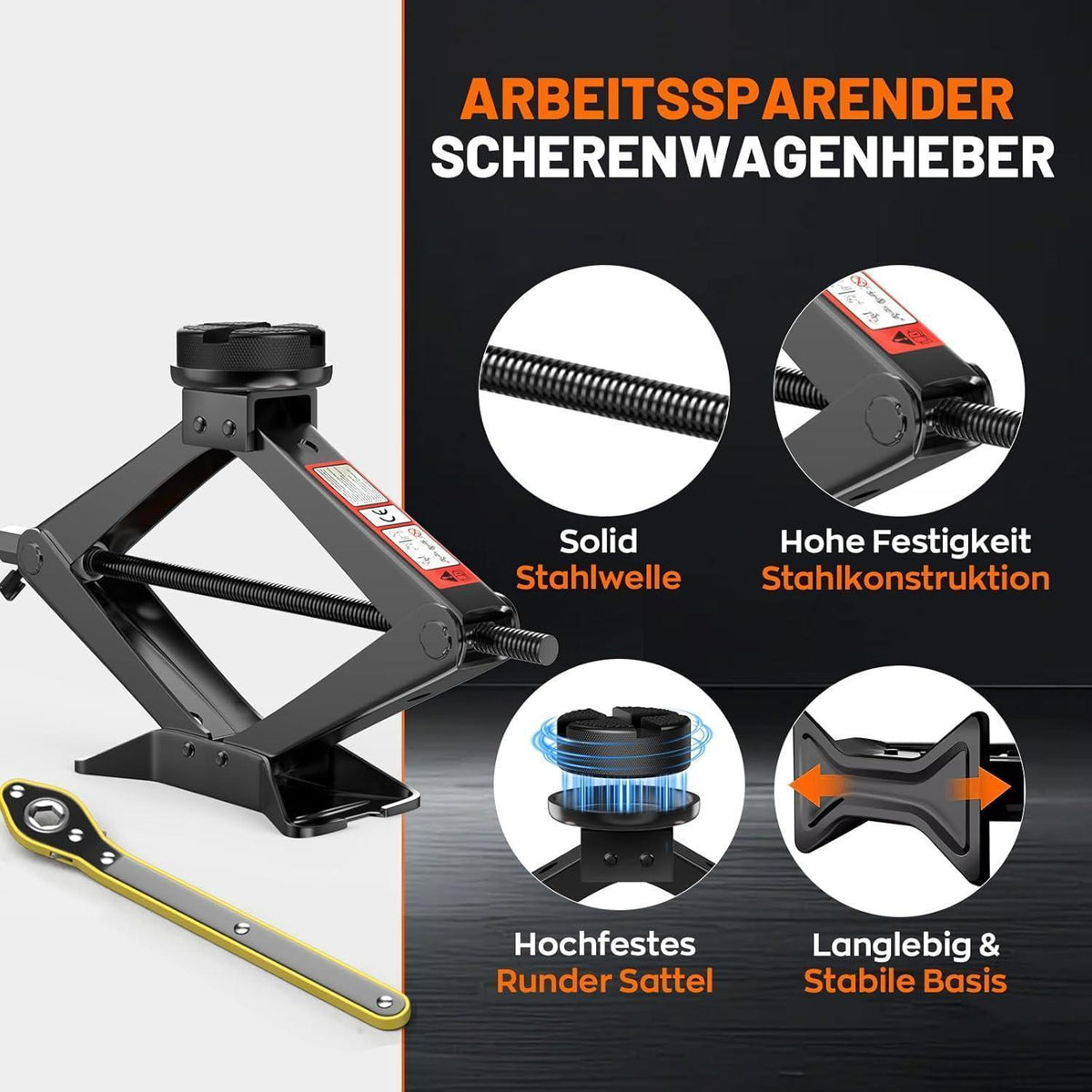 3T Scherenwagenheber Set mit Reifenwechsel-Werkzeug