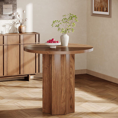 Runder Esstisch für 2 Personen | 80cm Küchentisch Holzfuß Rustic Braun