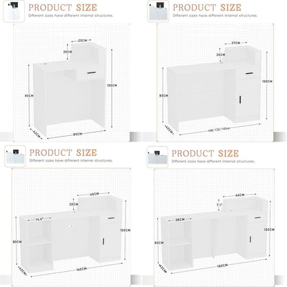 Empfangstheke mit Schublade – Weiß & Weiß, 120x42x100cm