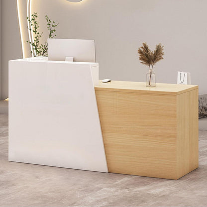 Empfangstheke mit Schublade & Ablage – Weiß & Holz 110x42x100cm
