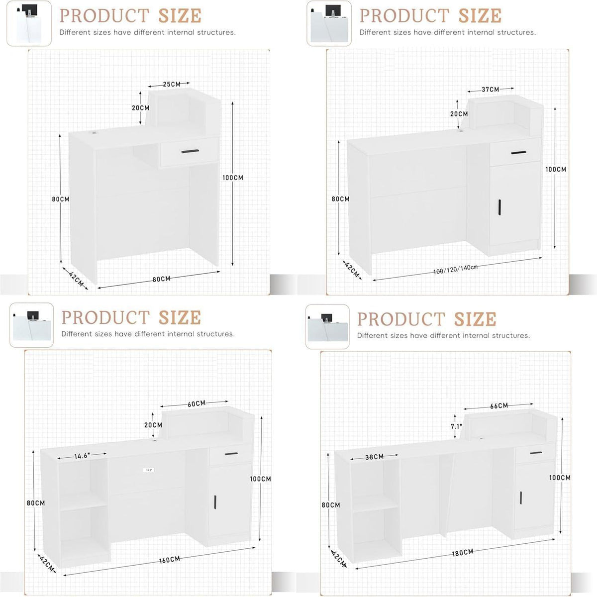 Empfangstheke mit Schublade – Weiß & Orange, 230cm