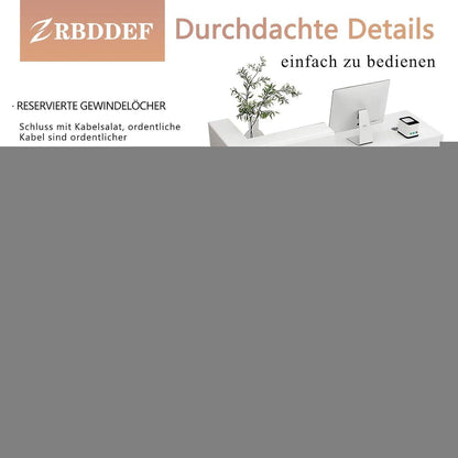 Empfangstheke mit Schublade – Weiß & Weiß, 180cm