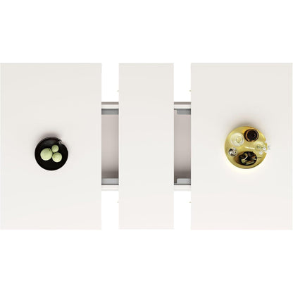 Ausziehbarer Esstisch mit 3 Ablagen & Regenbogenglas (140x80cm)