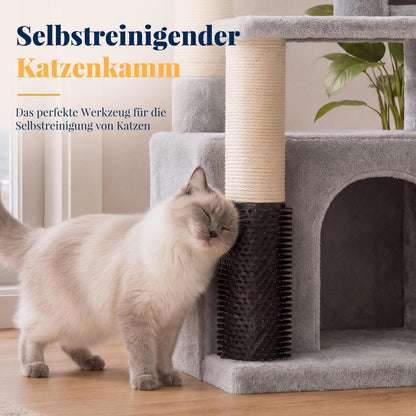 Kratzbaum für große Katzen – Stufen & 2 Körbe – Hellgrau