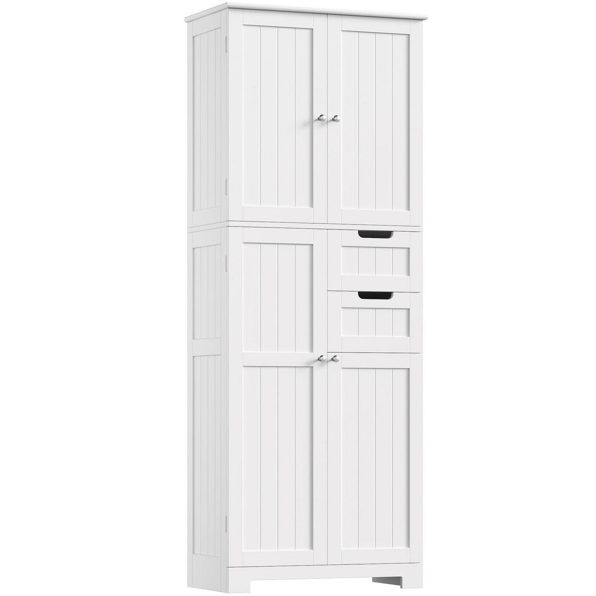 Hochschrank Badezimmerschrank mit 4 Türen & 2 Schubladen – Weiß
