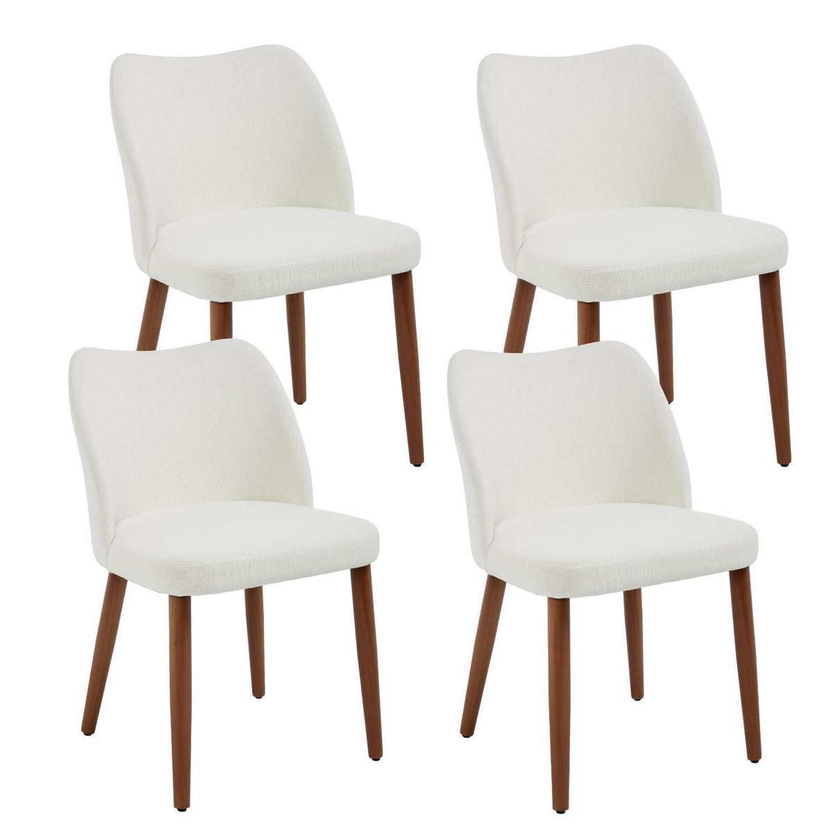 Esszimmerstühle Set 4er Leinen – Bequeme Polsterstühle Weiß