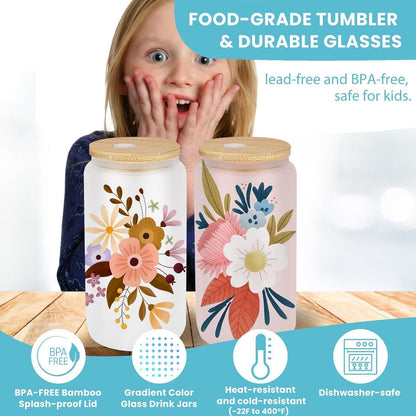 16oz Sublimationsglas-Set mit Strohhalmen & Deckeln (24er Pack)