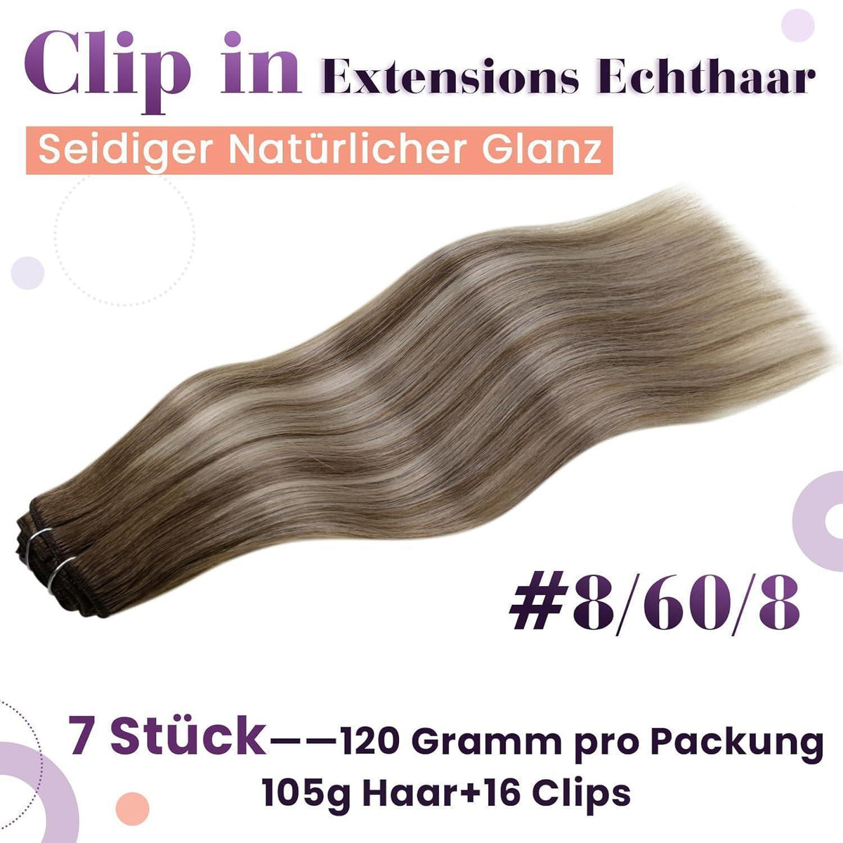Echthaar Clip-Ins Blond Ombre 60cm – Remy Haarverlängerung