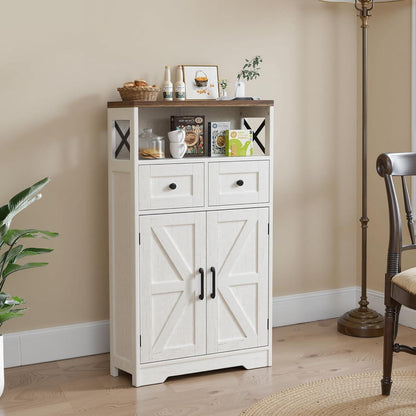 Weißes Sideboard mit Schubladen & Regal – Küchenschrank 58x29x108cm
