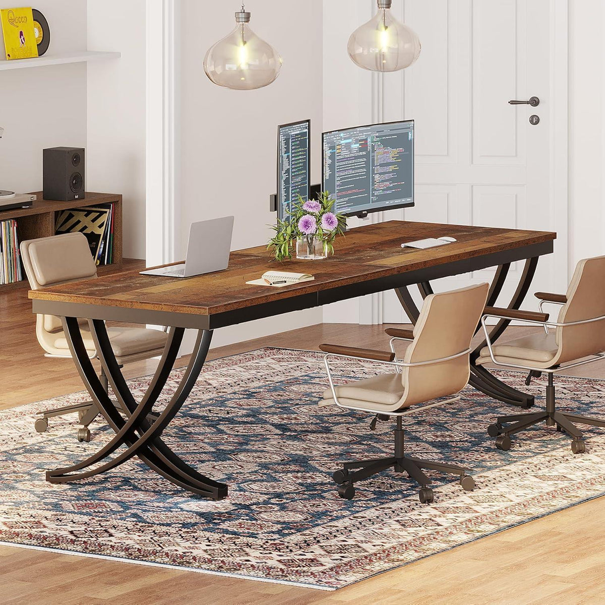 Großer Schreibtisch 200x70cm – Home Office & Büro Tisch Braun