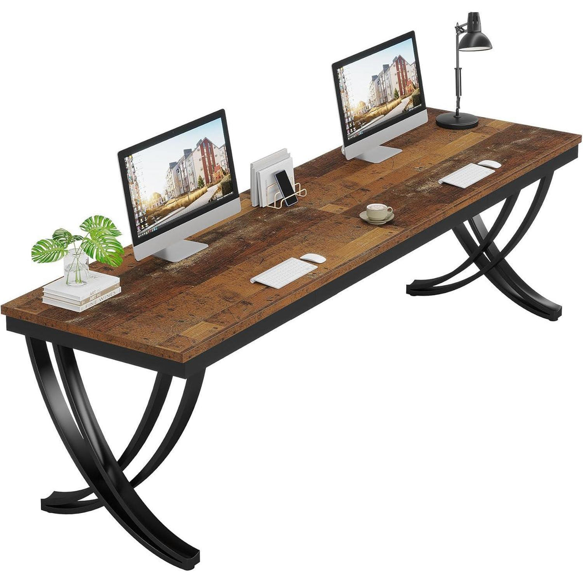 Großer Schreibtisch 200x70cm – Home Office & Büro Tisch Braun