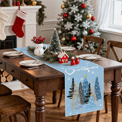 Tischläufer Weihnachten Hellblau 40x140 cm Polyester Leinen