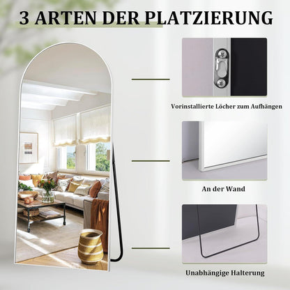 Großer Ganzkörperspiegel 180x67cm | Gewölbt, Stehend & Hängend