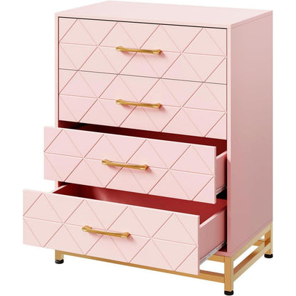 Rosa Kommode mit 4 Schubladen – Schlicht & Platzsparend