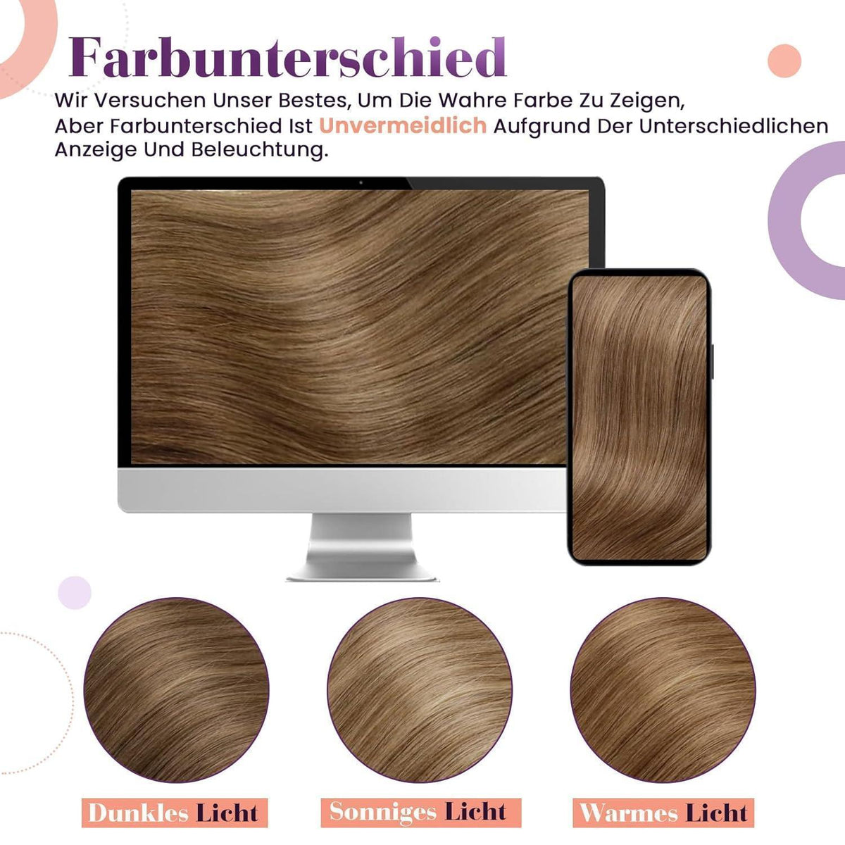 Echthaar Clip-Ins 60cm Hellbraun mit Highlights