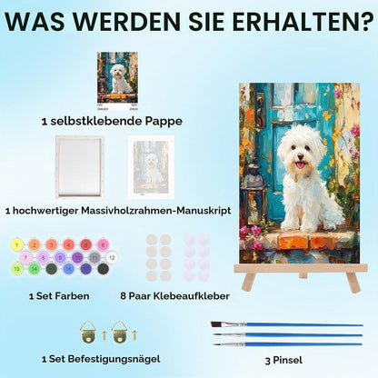 Hund Malen nach Zahlen Set mit Rahmen für Erwachsene Anfänger