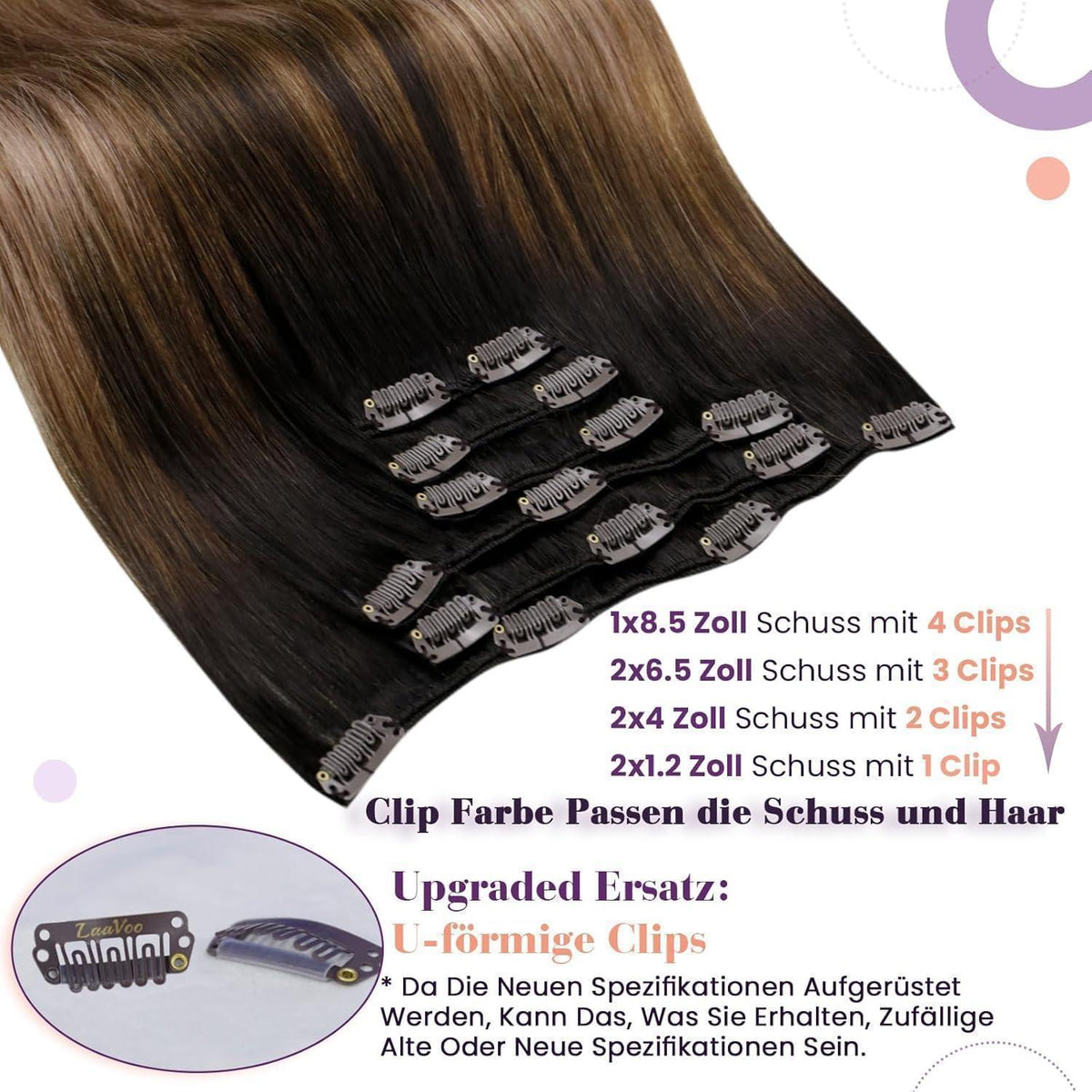 Echthaar Clip-in Extensions Ombre Aschblond #2/6/18 55cm