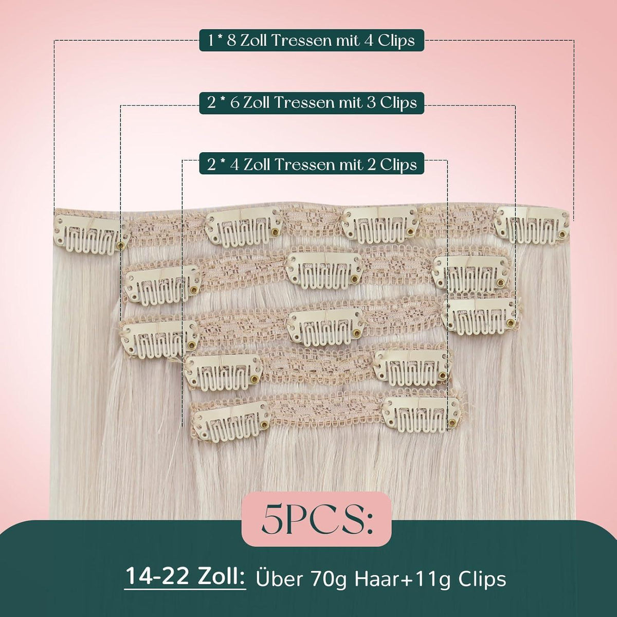 Blond Echthaar Clip-in Extensions – Remy Menschenhaar #1000