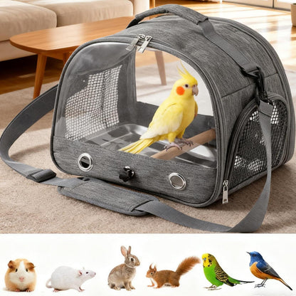 Vogel Transporttasche mit Stehstange & Tablett (Grau)