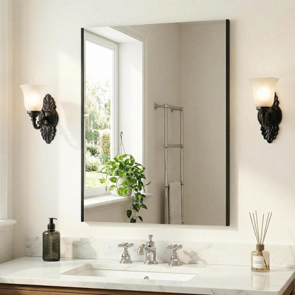 Badezimmerspiegel 50x70 cm Schwarz – Anti-Beschlag & Rostfrei