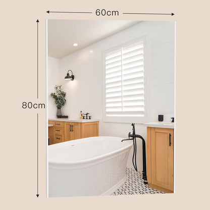 Anti-Beschlag Badezimmerspiegel 60x80 cm Rechteckig Weiß