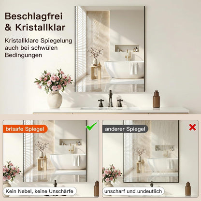 Anti-Beschlag Badezimmerspiegel 60x80 cm Rechteckig Weiß