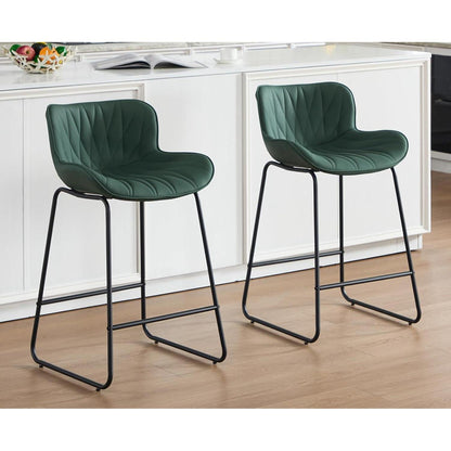 Moderner Barhocker 4er Set mit Steppdesign, Grün