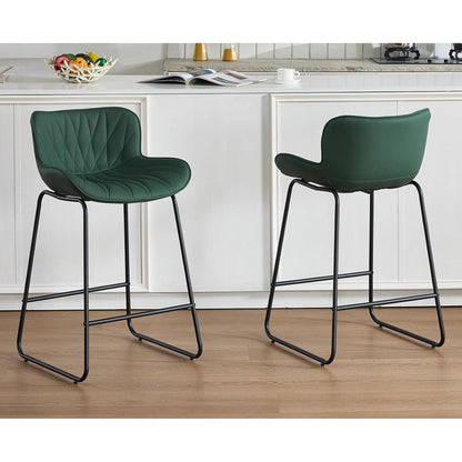 Moderner Barhocker 2er Set mit Steppdesign, Grün