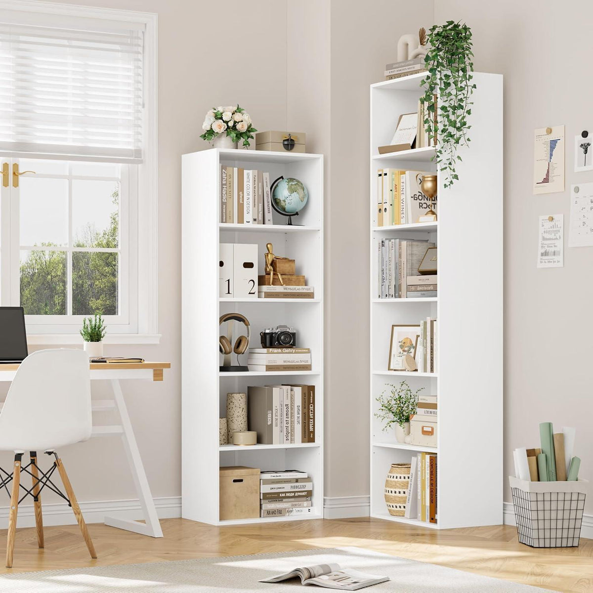 5-Fächers Bücherregal weiß – Modernes Standregal 159cm