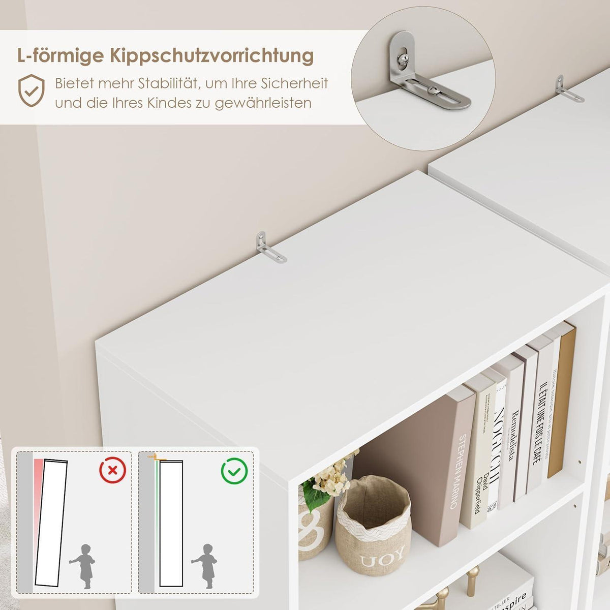 5-Fächers Bücherregal weiß – Modernes Standregal 159cm