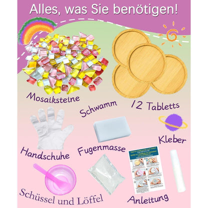 Mosaik Bastelset Kinder – 12 Untersetzer DIY Geschenk