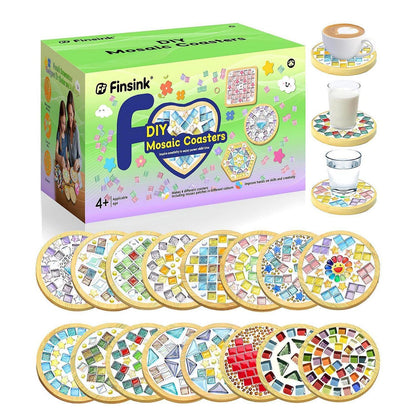 Mosaik Bastelset Kinder – 16pcs Untersetzer DIY Set