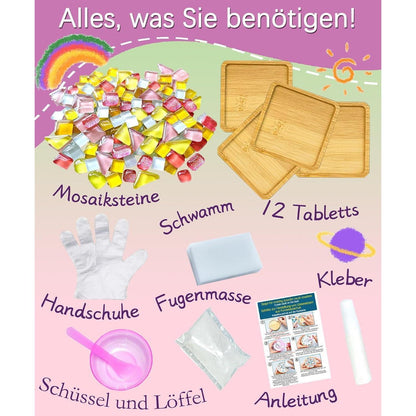 Mosaik Bastelset Kinder – 12 Untersetzer DIY Geschenk