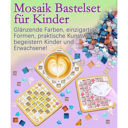 Mosaik Bastelset Kinder – 12 Untersetzer DIY Geschenk