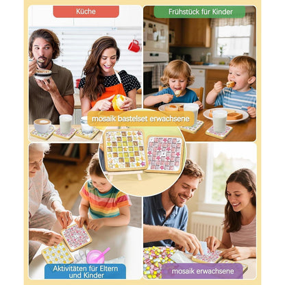 Mosaik Bastelset Kinder – 12 Untersetzer DIY Geschenk