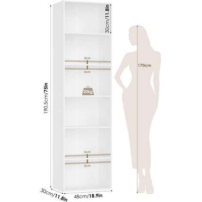 Bücherregal 6 Fächer Weiß – Modulares Standregal für Wohnzimmer