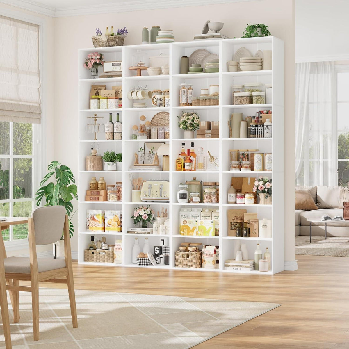 7-Fächriges Bücherregal weiß – 220 cm hoch, modernes Standregal