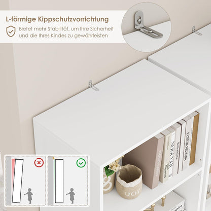 7-Fächriges Bücherregal weiß – 220 cm hoch, modernes Standregal