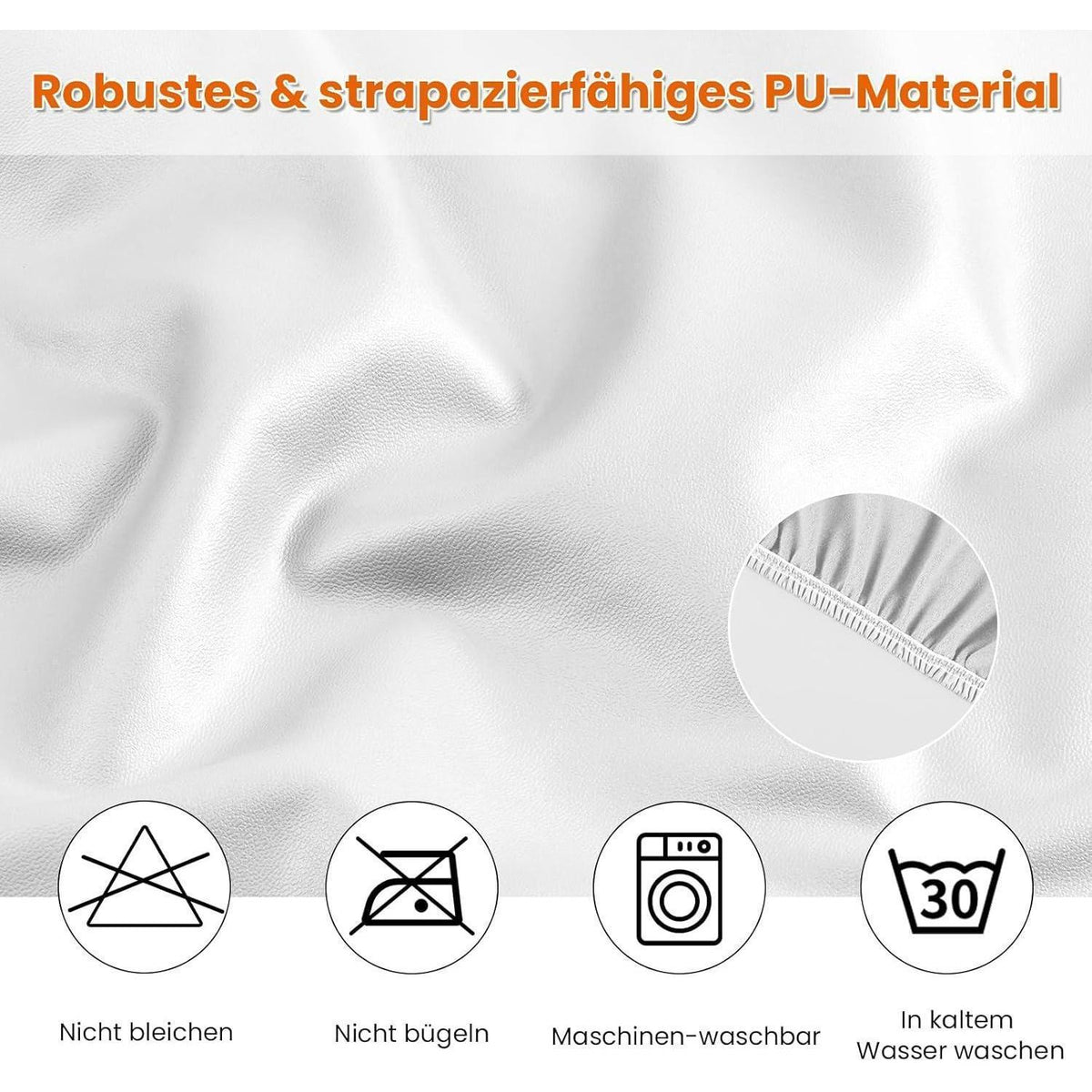 PU Stuhlhülsen 6er Set – Weiß, Wasserabweisend & Elastisch