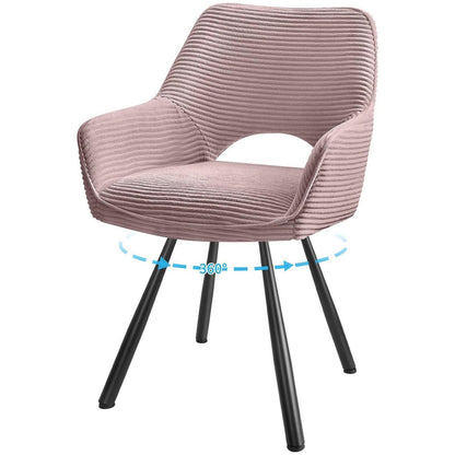 Drehbarer Esszimmerstuhl mit Armlehnen – Rosa