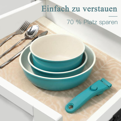 5-teiliges Topf- & Pfannenset mit abnehmbarem Griff – Induktion Blauverlauf