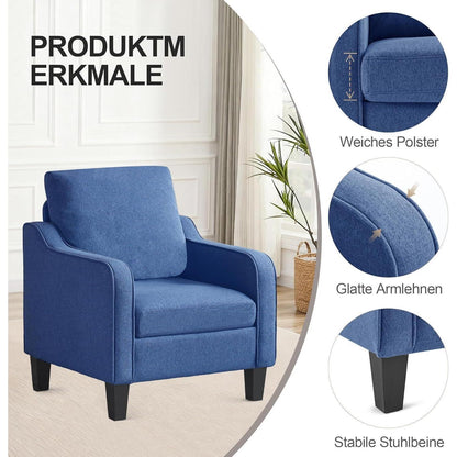 Moderner Ohrensessel Blau – Bequemer Sessel für Wohnzimmer & Schlafzimmer