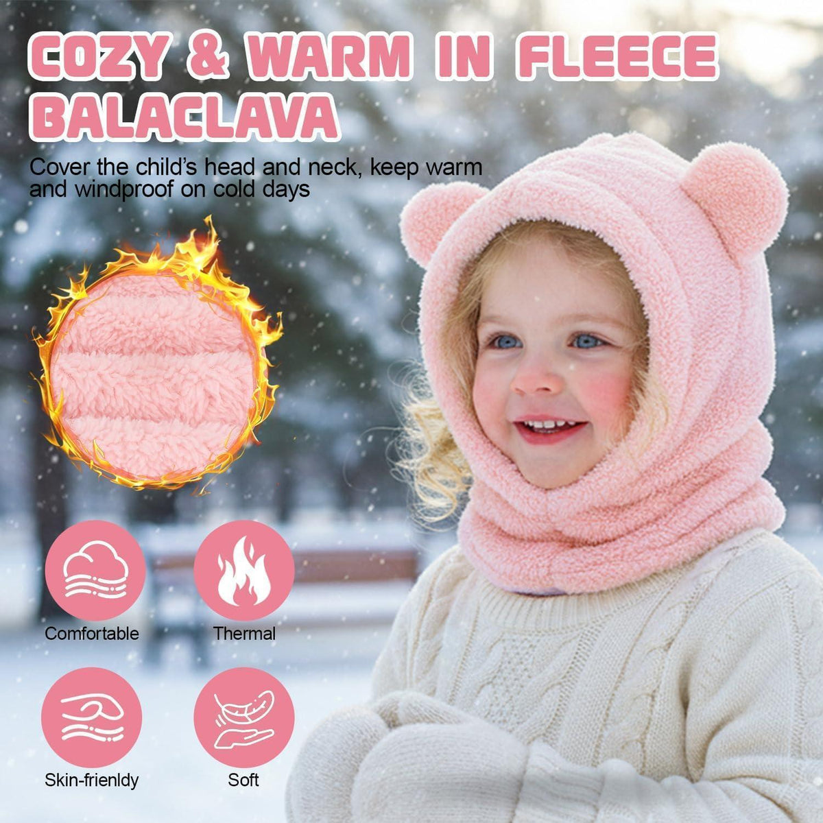 Baby Fleece Mütze mit Ohrenklappen & Schal – Warm & Winddicht