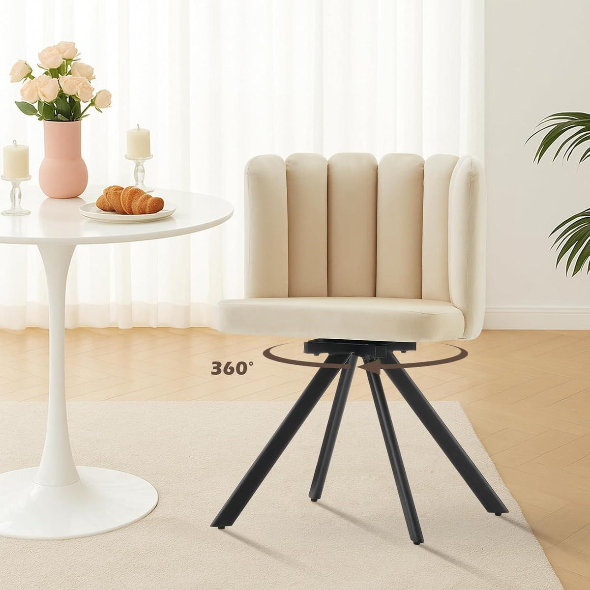 Drehbarer Esszimmerstuhl mit Samtbezug & 360° Funktion